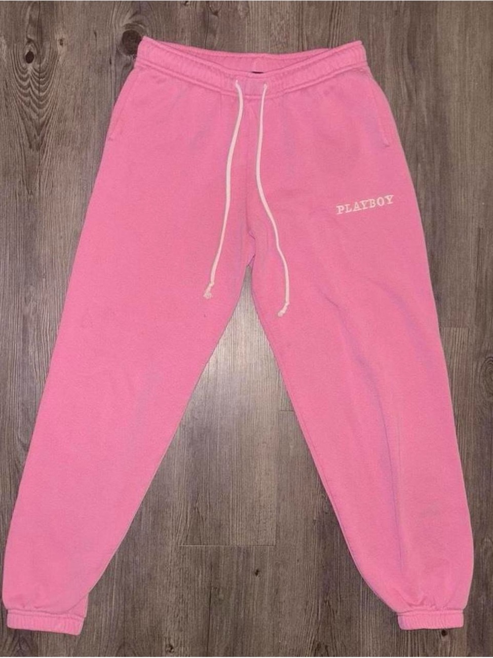 Pink Playboy by Pacsun sweatpants with white playboy embroidery